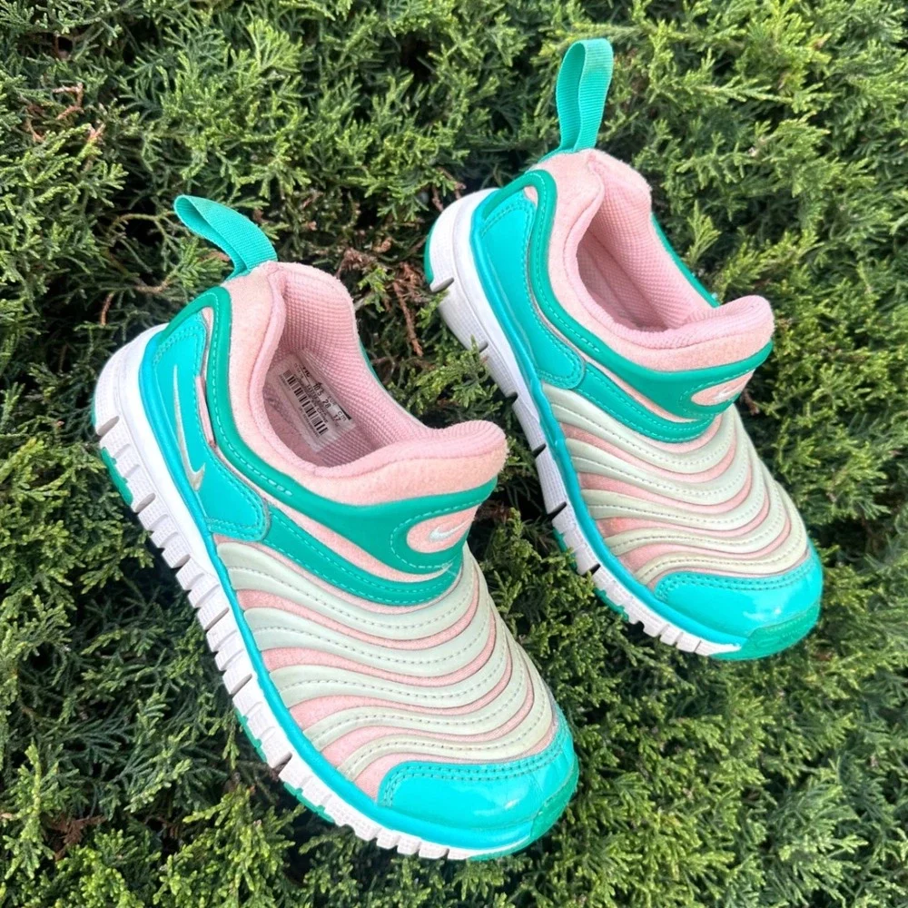 Nike Dynamo Free Kids‎ Slip On Sneakers Toddler Girl Size 11 Teal And Pink